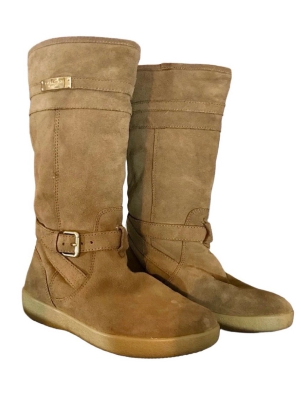 COACH "TALLULAH" PULL ON SUEDE AND FAUX SHEARLING LINED WINTER BOOTS (5.5)